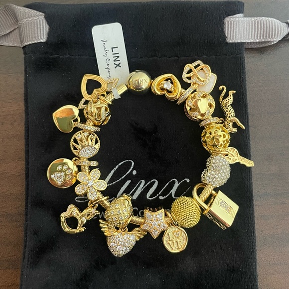 Linx Yellow Gold Snake Chain Bracelet with Gold Charms - Picture 7 of 11